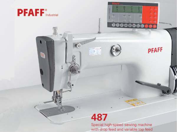 PFAFF 487 Special high-speed sewing machine with drop feed and variable top feed