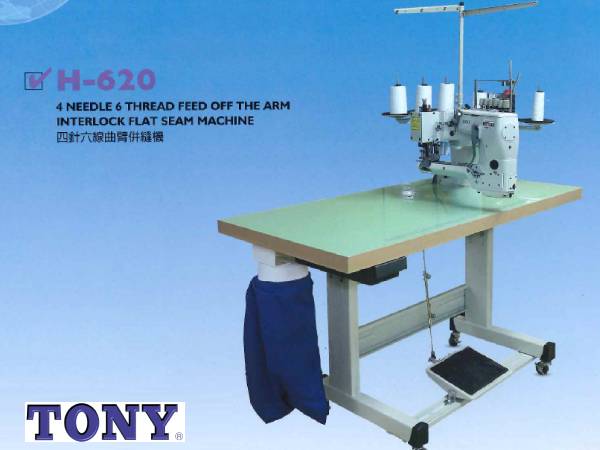 TONY H-620 4 Needle 6 Thread feed off the arm interlock flat seam machine